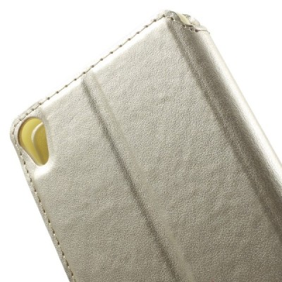 Sony Xperia XA Roar Noble ādas atvēramais zelta futrālis / Vacins.lv