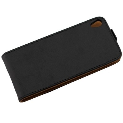 Sony Xperia XA vertikaliai (žemyn) atverčiamas juodas odinis dėklas / Priedai.lt