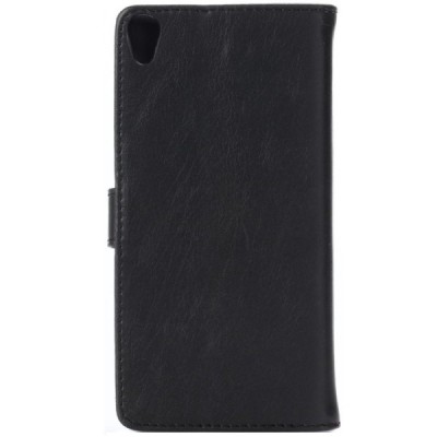 Sony Xperia E5 atvēramais ādas melns retro maciņš (maks) / Vacins.lv