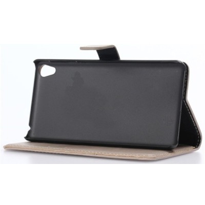 Sony Xperia E5 atvēramais ādas smilšains retro maciņš (maks) / Vacins.lv