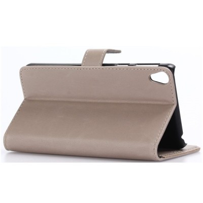 Sony Xperia E5 atvēramais ādas smilšains retro maciņš (maks) / Vacins.lv