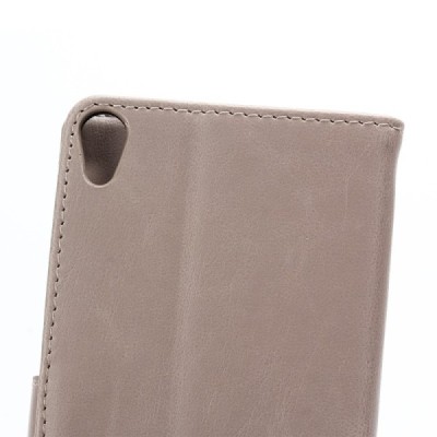 Sony Xperia E5 atvēramais ādas smilšains retro maciņš (maks) / Vacins.lv