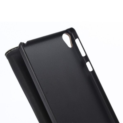 Sony Xperia E5 atvēramais ādas smilšains retro maciņš (maks) / Vacins.lv