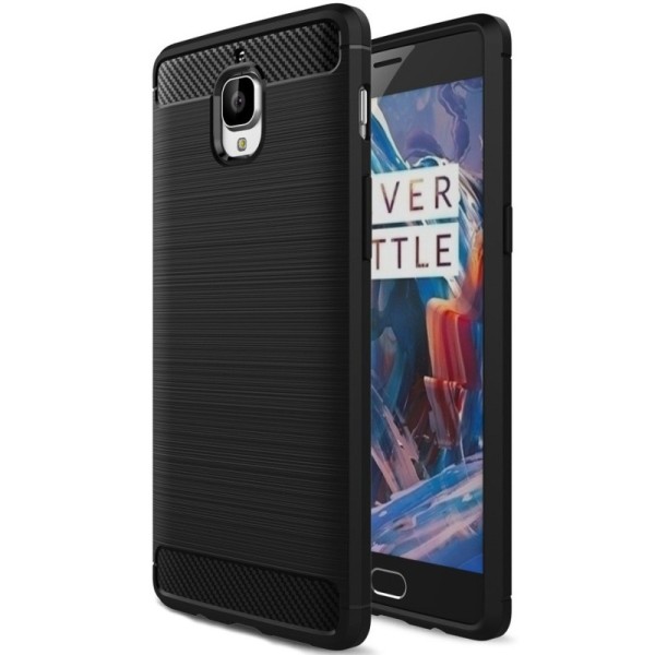 „Carbon“ cieta silikona (TPU) apvalks - melns (OnePlus 3)