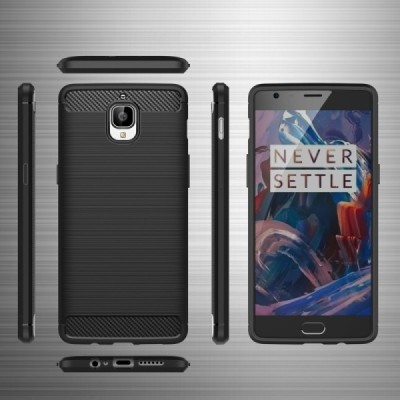 OnePlus 3 (OnePlus Three) „Carbon“ cieta silikona (TPU) melns apvalks / vacins.lv