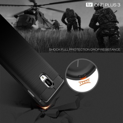 OnePlus 3 (OnePlus Three) „Carbon“ cieta silikona (TPU) melns apvalks / vacins.lv