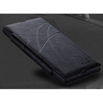 Sony Xperia Z „Kalaideng“ Oscar ādas atvēramais melns futrālis / Vacins.lv