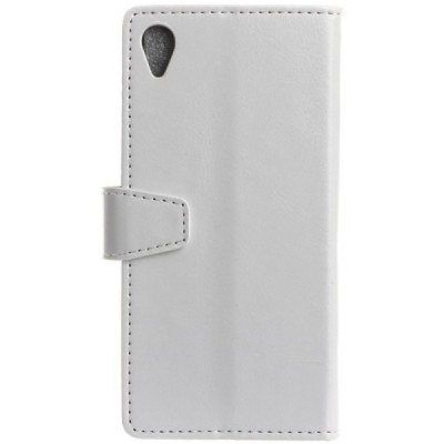 Sony Xperia X Performance atvēramais ādas balts maciņš, grāmata (maks) / Vacins.lv