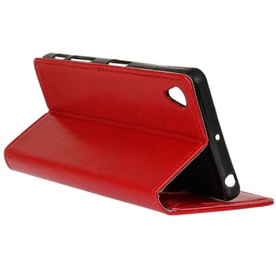 Sony Xperia X Performance atvēramais ādas sarkans maciņš, grāmata (maks) / Vacins.lv