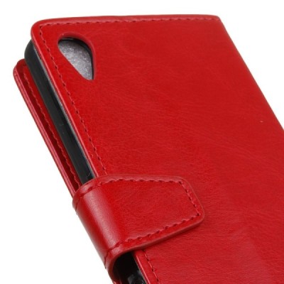 Sony Xperia X Performance atvēramais ādas sarkans maciņš, grāmata (maks) / Vacins.lv