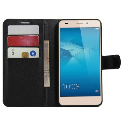 Huawei Honor 5c ir Huawei Honor 7 Lite atvēramais ādas melns maciņš, grāmata (maks) / Vacins.lv