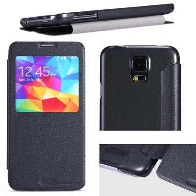 Samsung Galaxy S5 G900 (S5 Neo G903) pilkas odinis atverčiamas Nillkin Sparkle dėklas / Priedai.lt