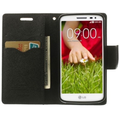 LG G2 mini (D620, D618) Mercury atvērams melns maciņš (maks) / Vacins.lv