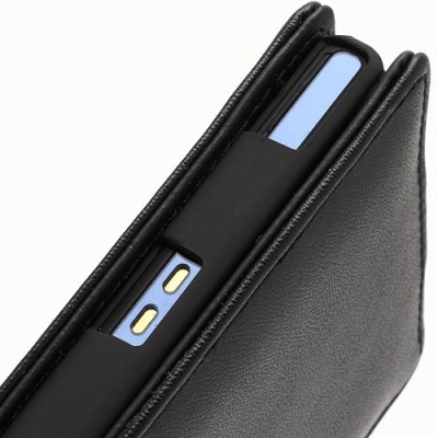 Sony Xperia Z klasisks ādas vertikāli atvēramais melns futrālis / Vacins.lv