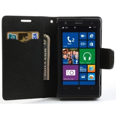 Nokia Lumia 1020 Mercury juodas atverčiamas dėklas - piniginė / Priedai.lt