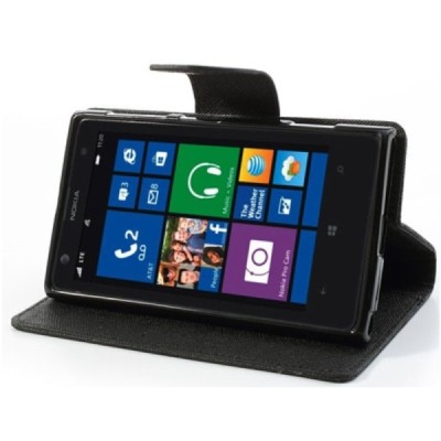 Nokia Lumia 1020 Mercury juodas atverčiamas dėklas - piniginė / Priedai.lt