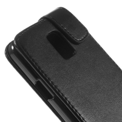 Samsung Galaxy S5 mini (G800) vertikāli atvēramais ādas melns maciņš (maks) / Vacins.lv