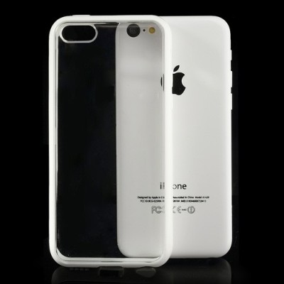 Skaidrus/baltas su kieto silikono rėmu plastikinis Apple iPhone 5C dėklas (dėkliukas) / Priedai.lt