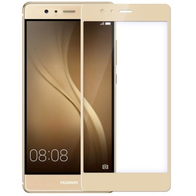 Huawei P9 „Nillkin“ 9H Tempered Glass sustiprintos apsaugos auksinis pilnai dengiantis apsauginis ekrano stiklas 0,33 mm / Pried