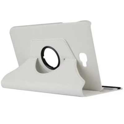 Samsung Galaxy Tab A 10.1 2016 (T580, T585) atvēramais balts ādas maciņš, grozās 360° grādu apjomā / Vacins.lv