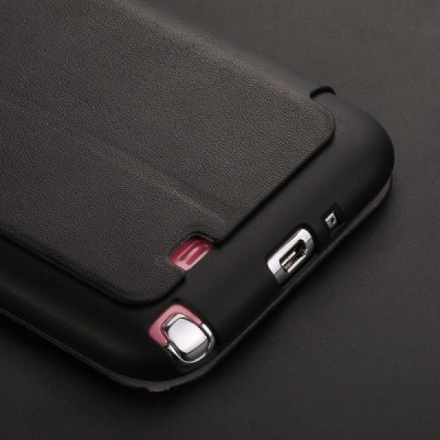 Samsung Galaxy Note 2 (N7100) X-Level“ Slim Fit ādas atvēramais melns maciņš / Vacins.lv