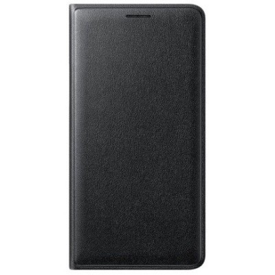 Samsung Galaxy J3 2016 (J320) oficiāls Flip Wallet Cover atvērams melns ādas maciņš (maks) / Vacins.lv