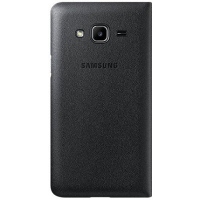 Samsung Galaxy J3 2016 (J320) originalus Flip Wallet Cover atverčiamas juodas odinis dėklas - piniginė / Priedai.lt