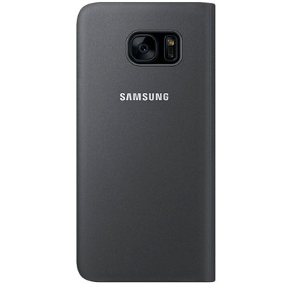 Samsung Galaxy S7 Edge (G935) originalus Flip Wallet Cover atverčiamas juodas odinis dėklas - piniginė / Priedai.lt