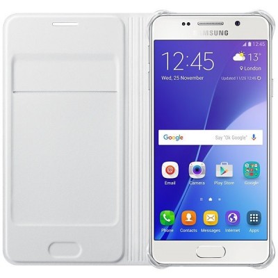 Samsung Galaxy A3 (2016) A310 oficiāls Flip Wallet Cover EF-WA310 atvērams balts ādas maciņš (maks) / Vacins.lv
