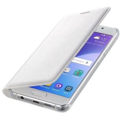 Samsung Galaxy A3 (2016) A310 oficiāls Flip Wallet Cover EF-WA310 atvērams balts ādas maciņš (maks) / Vacins.lv