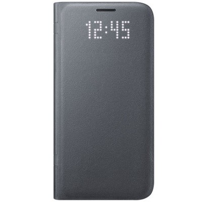 Samsung Galaxy S7 (G930) oficiāls Led View Cover atvērams melns ādas maciņš (maks) / Vacins.lv