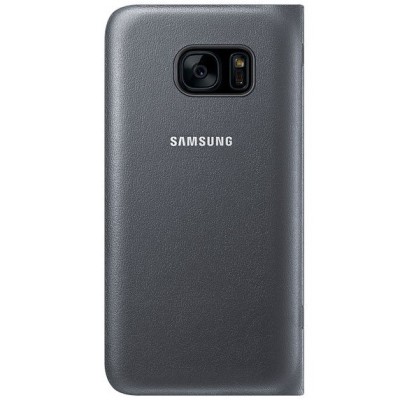 Samsung Galaxy S7 (G930) oficiāls Led View Cover atvērams melns ādas maciņš (maks) / Vacins.lv