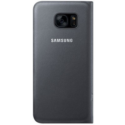 Samsung Galaxy S7 Edge (G935) originalus Led View Cover atverčiamas juodas odinis dėklas - piniginė / Priedai.lt