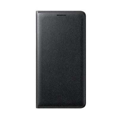 Samsung Galaxy J1 2016 (J120) oficiāls Flip Wallet Cover atvērams melns ādas maciņš (maks) / Vacins.lv