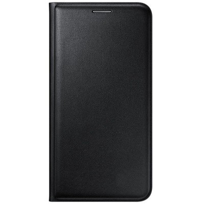 Samsung Galaxy J5 2016 (J510) oficiāls Flip Wallet Cover atvērams melns ādas maciņš (maks) / Vacins.lv