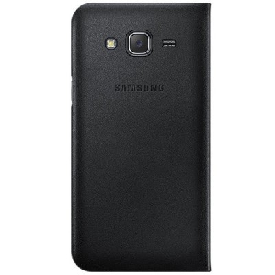 Samsung Galaxy J5 2016 (J510) oficiāls Flip Wallet Cover atvērams melns ādas maciņš (maks) / Vacins.lv