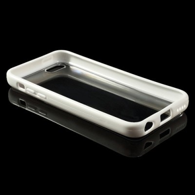 Skaidrus/baltas su kieto silikono rėmu plastikinis Apple iPhone 5C dėklas (dėkliukas) / Priedai.lt