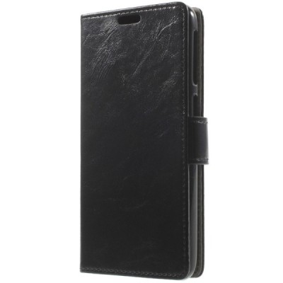 HTC Desire 628 atvēramais ādas melns maciņš (maks) / Vacins.lv