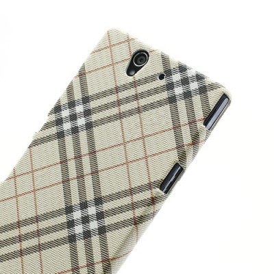 Sony Xperia Z „Burberry“ stils gaiši brūns apvalks / Vacins.lv