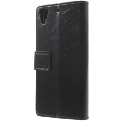 HTC Desire 628 atvēramais ādas melns maciņš (maks) / Vacins.lv