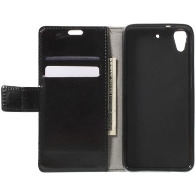 HTC Desire 628 atvēramais ādas melns maciņš (maks) / Vacins.lv