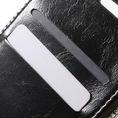 HTC Desire 628 atvēramais ādas melns maciņš (maks) / Vacins.lv