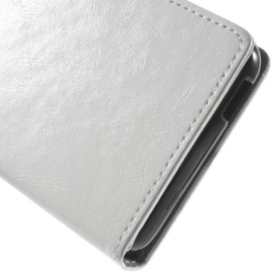 HTC Desire 628 atvēramais ādas balts maciņš (maks) / Vacins.lv