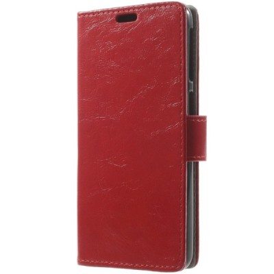 HTC Desire 628 atvēramais ādas sarkans maciņš (maks) / Vacins.lv