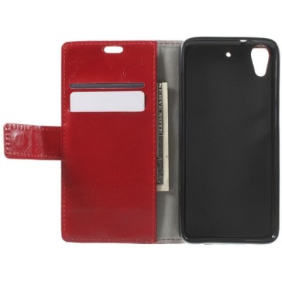 HTC Desire 628 atvēramais ādas sarkans maciņš (maks) / Vacins.lv