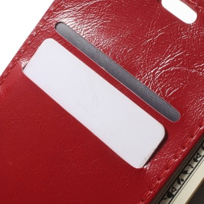 HTC Desire 628 atvēramais ādas sarkans maciņš (maks) / Vacins.lv