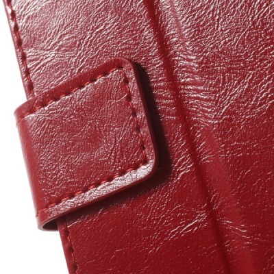 HTC Desire 628 atvēramais ādas sarkans maciņš (maks) / Vacins.lv