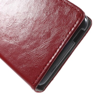 HTC Desire 628 atvēramais ādas sarkans maciņš (maks) / Vacins.lv