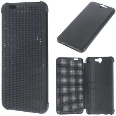 HTC One A9 Dot View atvērams melns maciņš / Vacins.lv