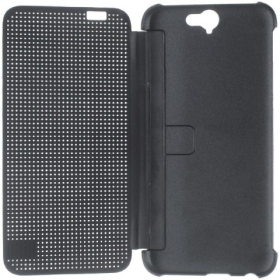 HTC One A9 Dot View atvērams melns maciņš / Vacins.lv